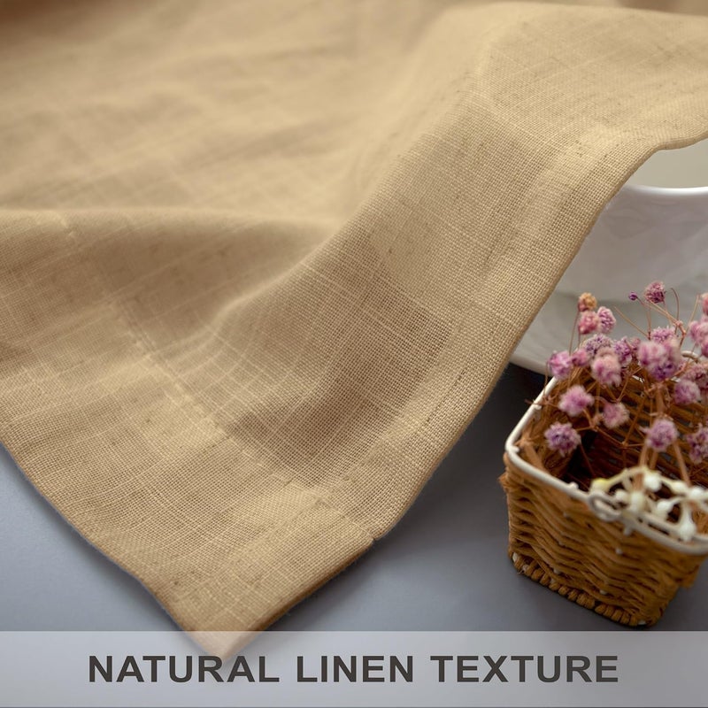 Pitalk Burlap Color Linen Window Valance for Kitchen 3 Inch Rod Pocket Semi Sheer Primitive Rustic Farmhouse Valance Curtain Topper for Bedroom Living Room Dining Bathroom 18 Inch Length Tan Brown - Image 5